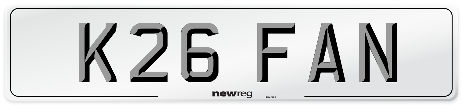 K26 FAN Number Plate from New Reg